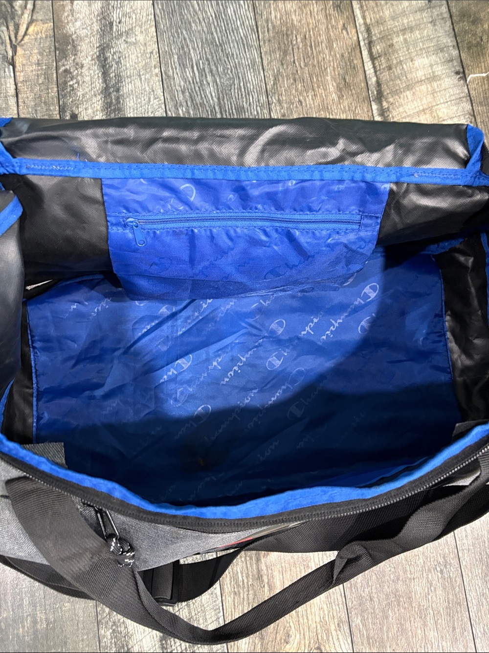 Champion Gray Duffel Bag with Red Accent Logo - Picture 9 of 13